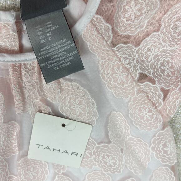 Tahari Girls Baby Toddler Size 24m Dress Pink and White Floral Lace NEW - Picture 4 of 8